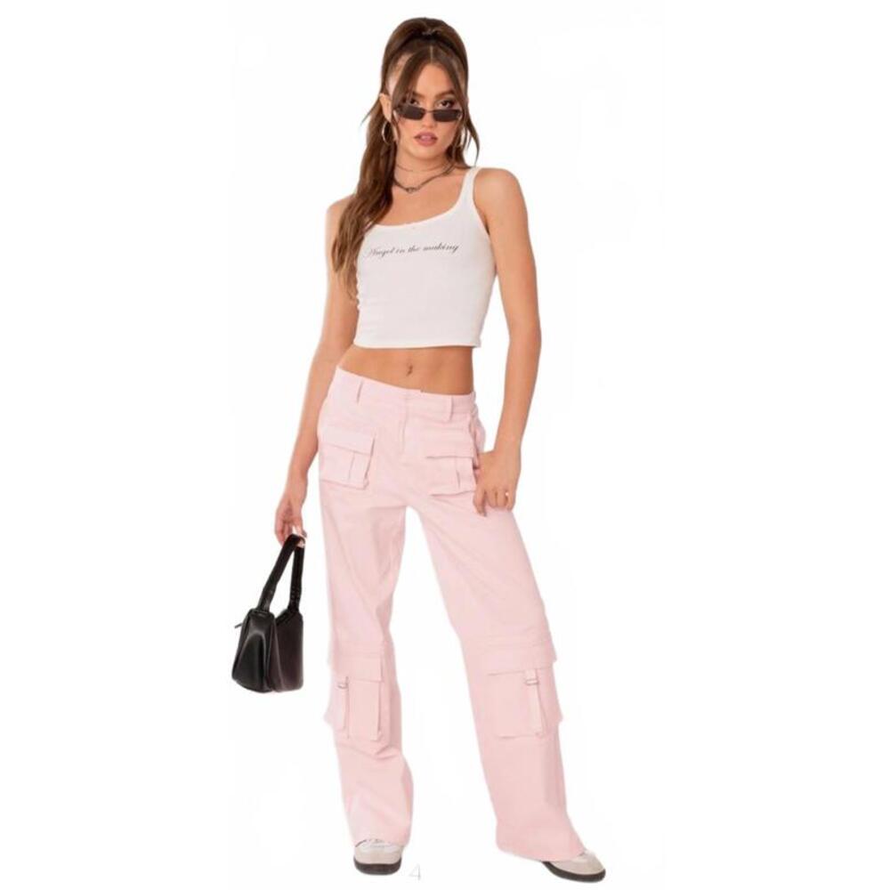 NWT Edikted Carlo Low Rise Side Cutout Cargo Pants Sz S Pink Y2K